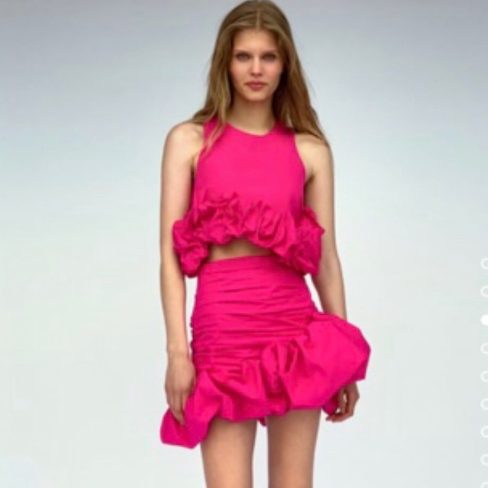 Limited Edition Zara Fuchsia Pink Draped Mini Skirt S NWT